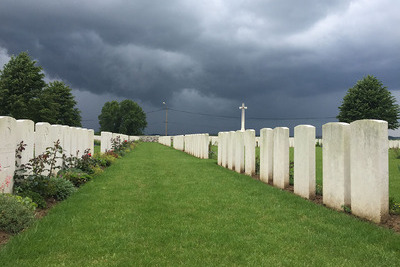 The cemetery in Flesquières where 4 of the tank crew of Deborah rest in peace